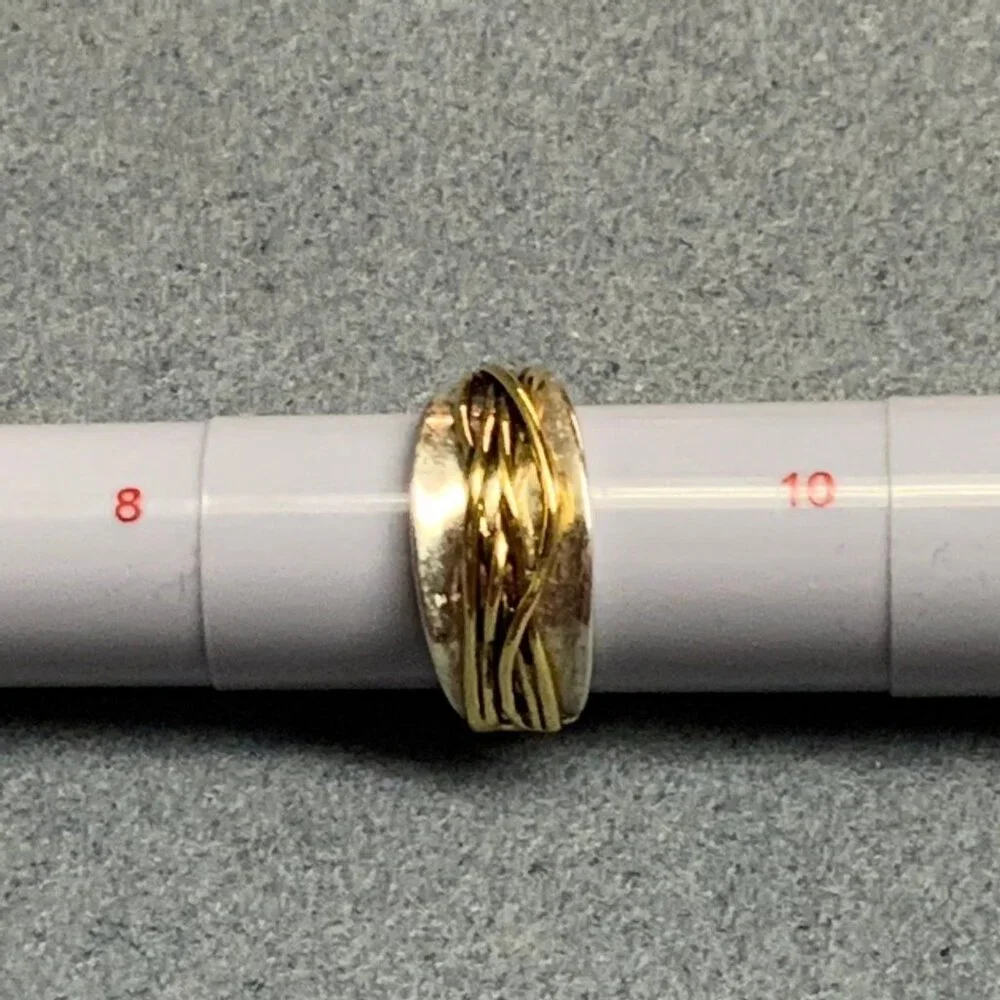 Premier Designs Chunky Ring Size 9 Silver Gold Plated Band Stamped G P Vintage - Picture 4 of 6